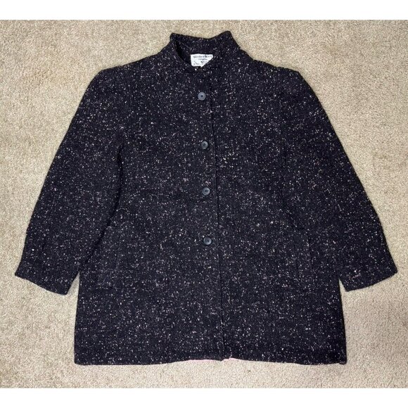 Womens Wool Blend Mandarin Collar Button Down Speckled Pink Jacket Coat Sz 22 - Picture 2 of 11